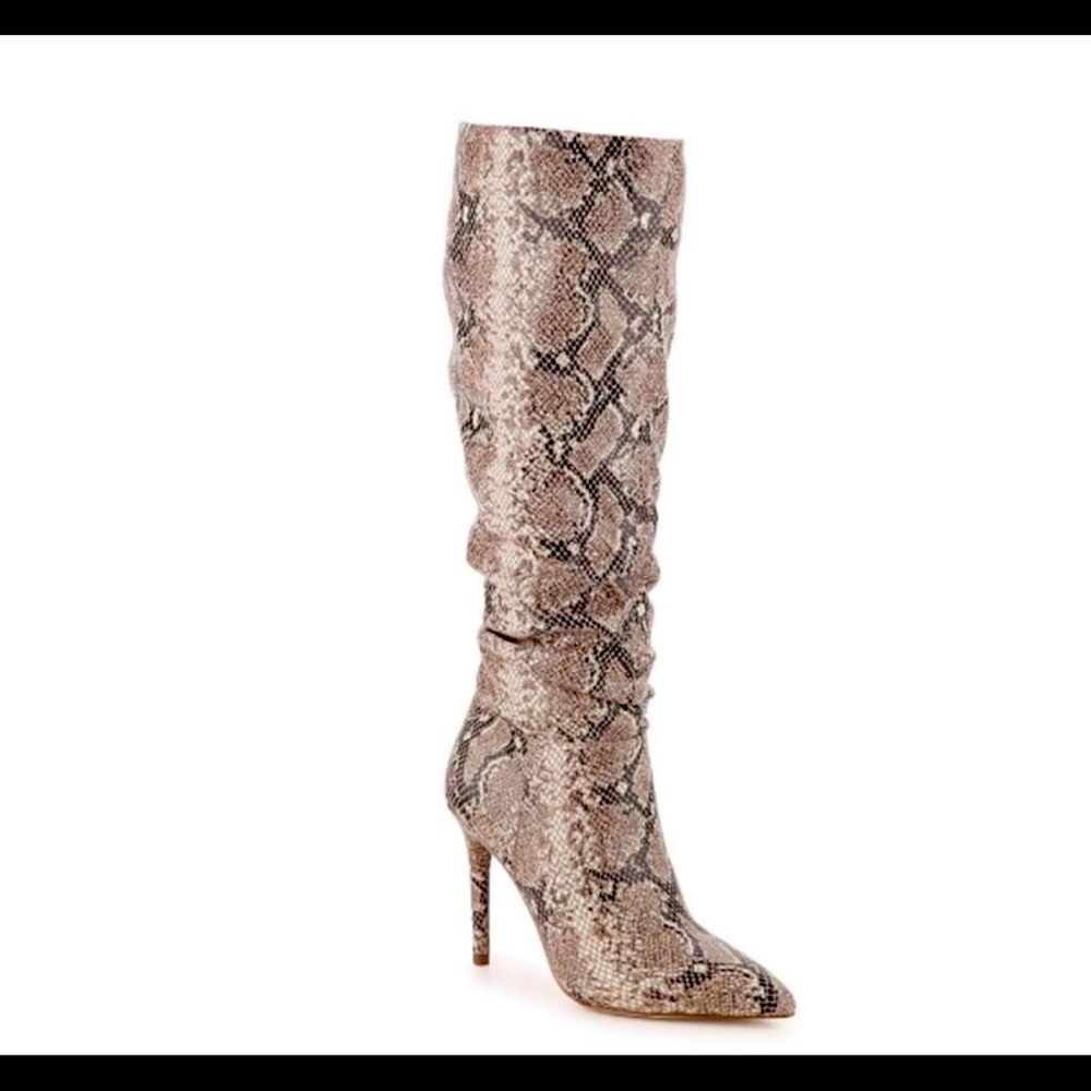 Jessica Simpson Saferra snakeskin heeled boots EUC